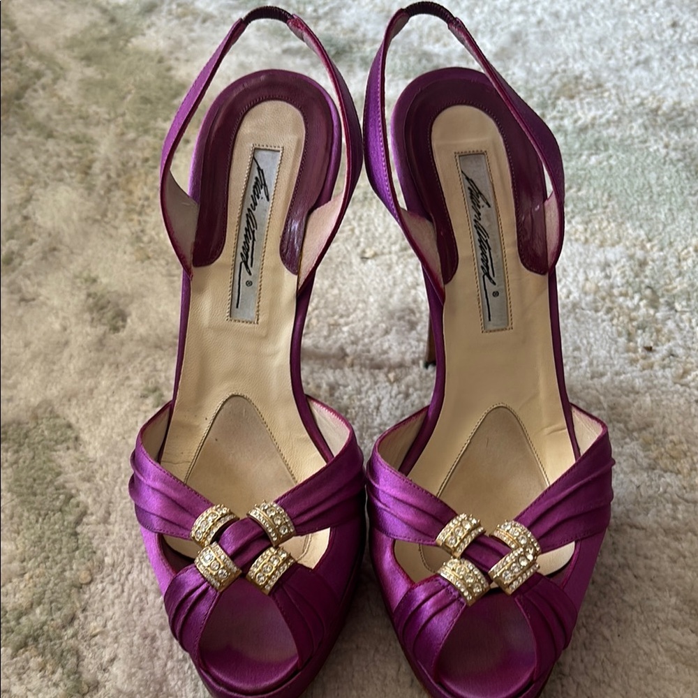 Brian Atwood Purple Crystal Embellished Heels